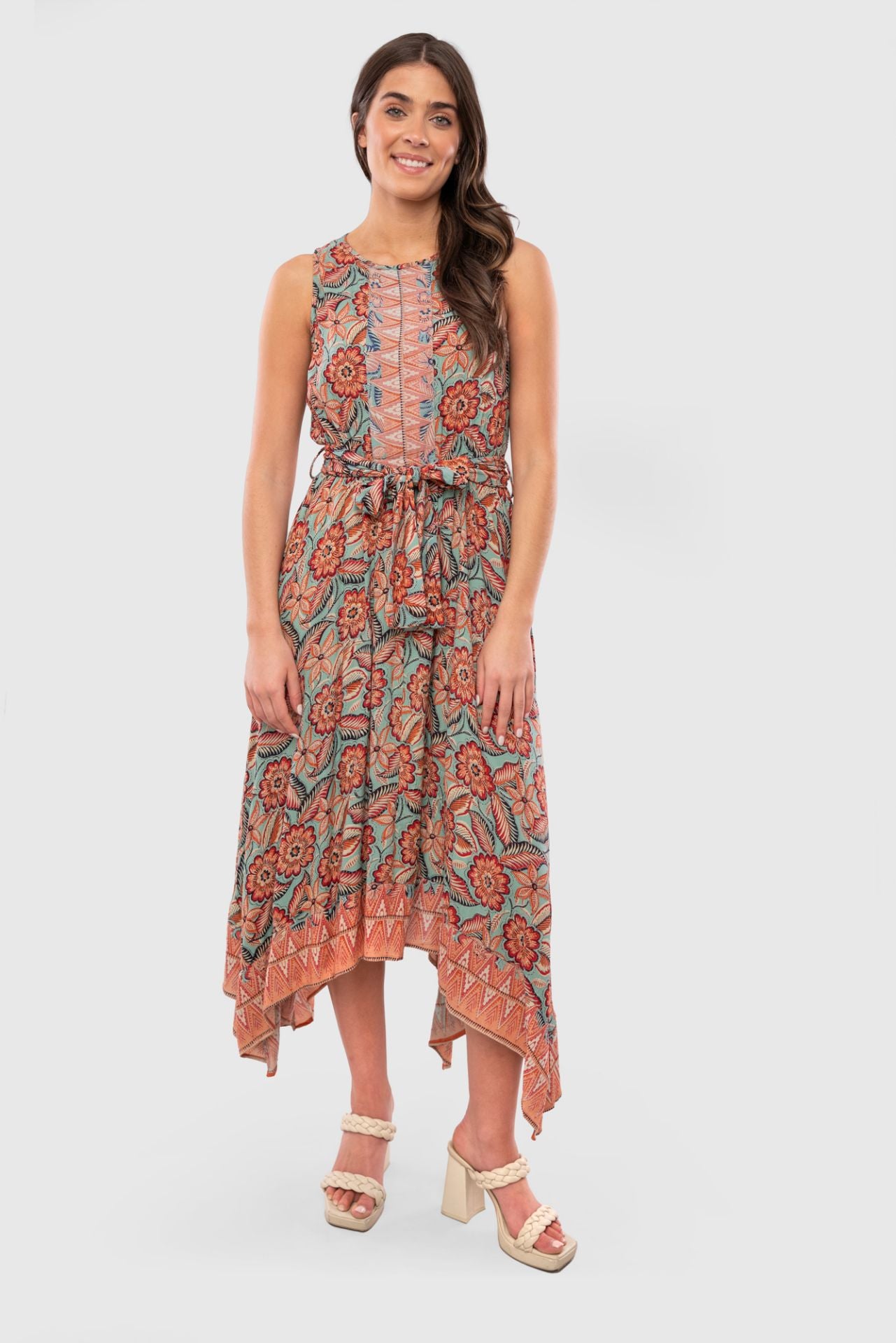 Lola P Self-Sash Midi Dress