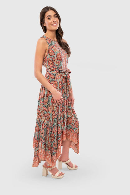 Lola P Self-Sash Midi Dress