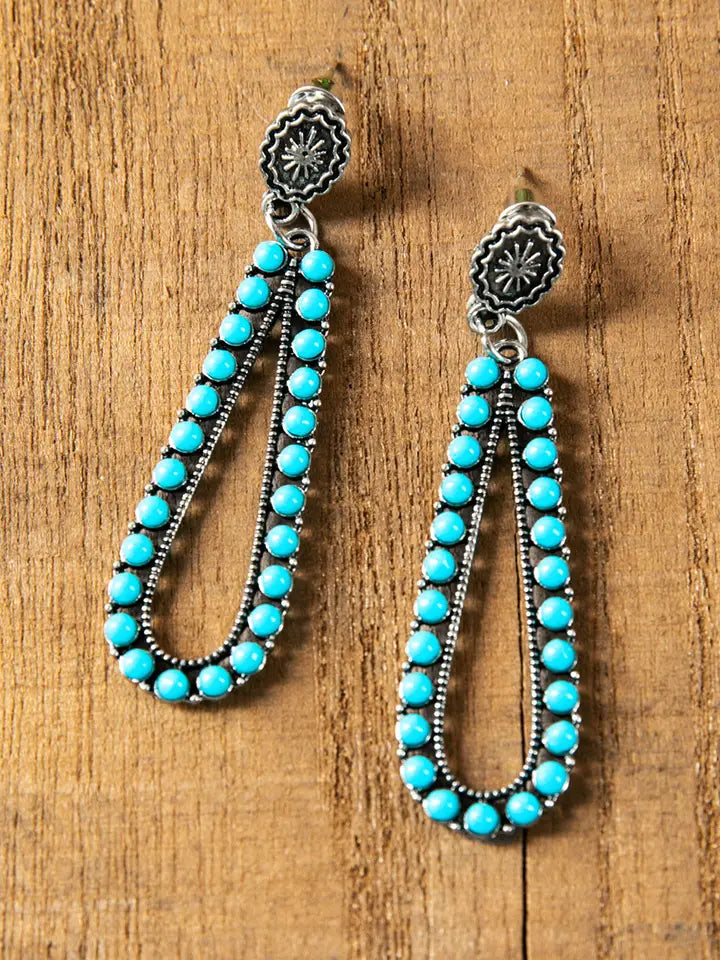 Turquoise Stud Drop Earrings