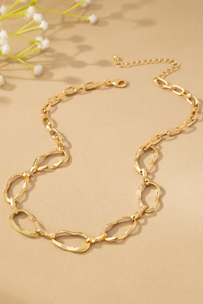 Brass hammered chunky link chain necklace