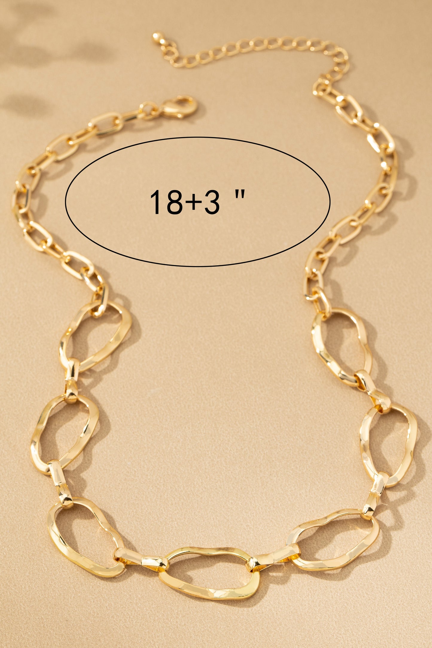 Brass hammered chunky link chain necklace