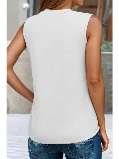 Crew neck pleated tanktop