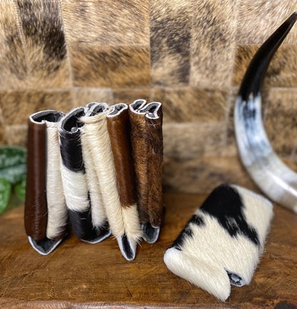 Skinny Can Cowhide Koozies