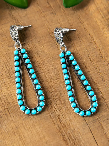 Turquoise Stud Drop Earrings