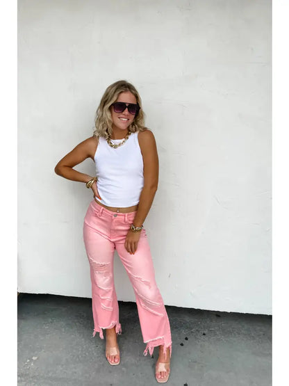 Pink Distressed Jean