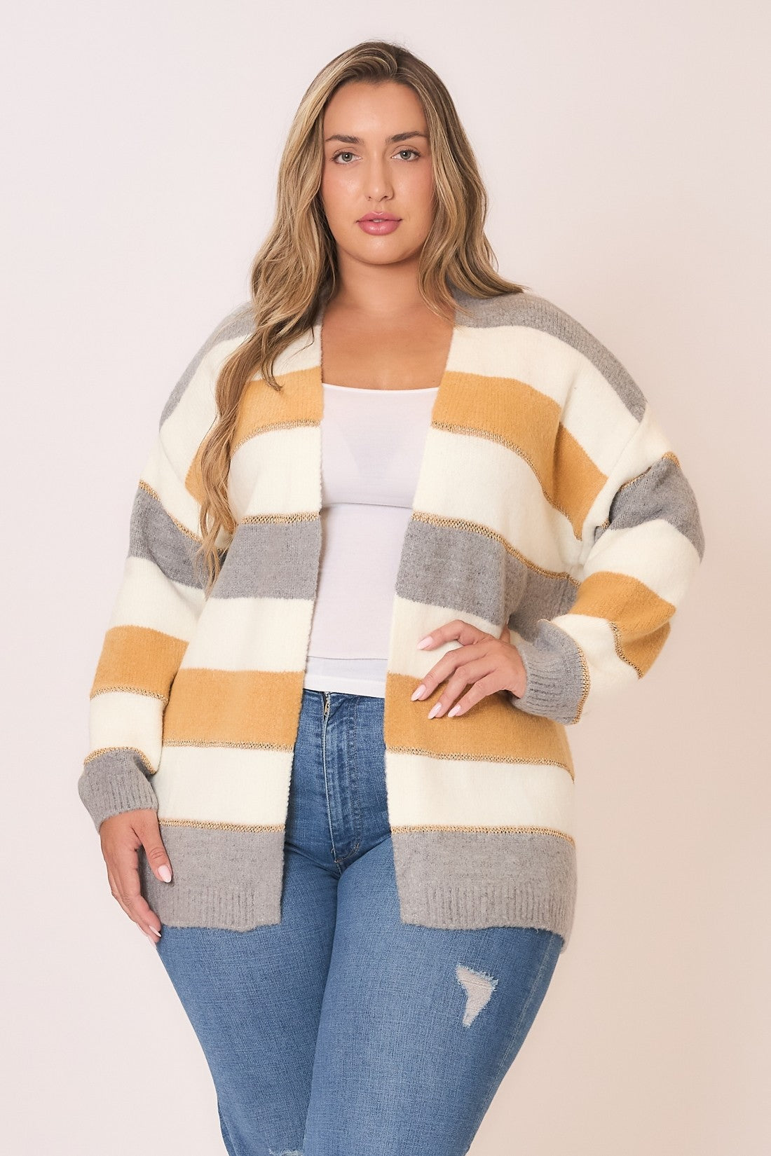 Color Block Cardigan Curvy