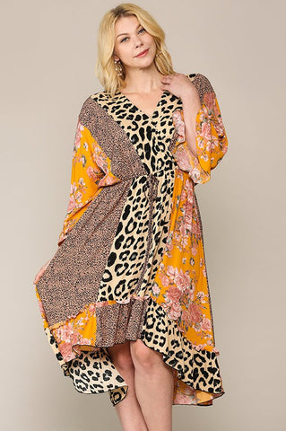 Leopard Floral Print Dress