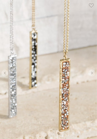 Glitter Stone Bar Pendant Necklace